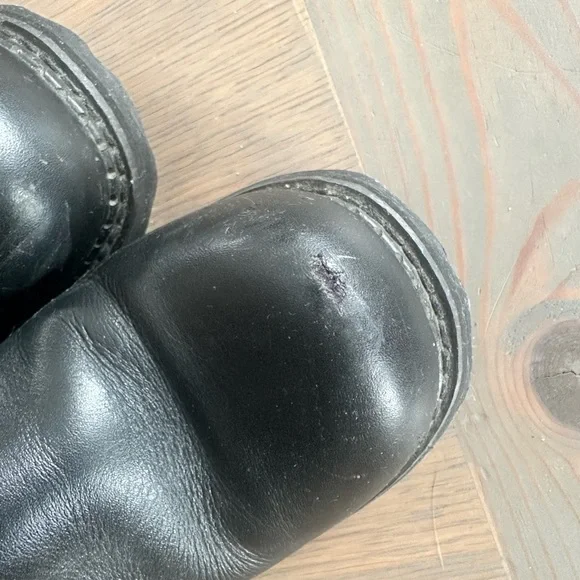 John Fluevog Black Leather Moto Boots with Buckles - Picture 6 of 9